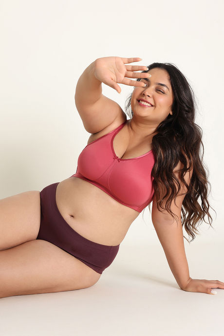 Zivame True Curv Single Layered Non Wired Full Coverage Lightweight Super Support Bra - Garnet Rose — image 4